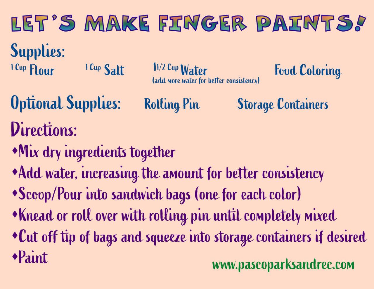 Finger Paint Instructions